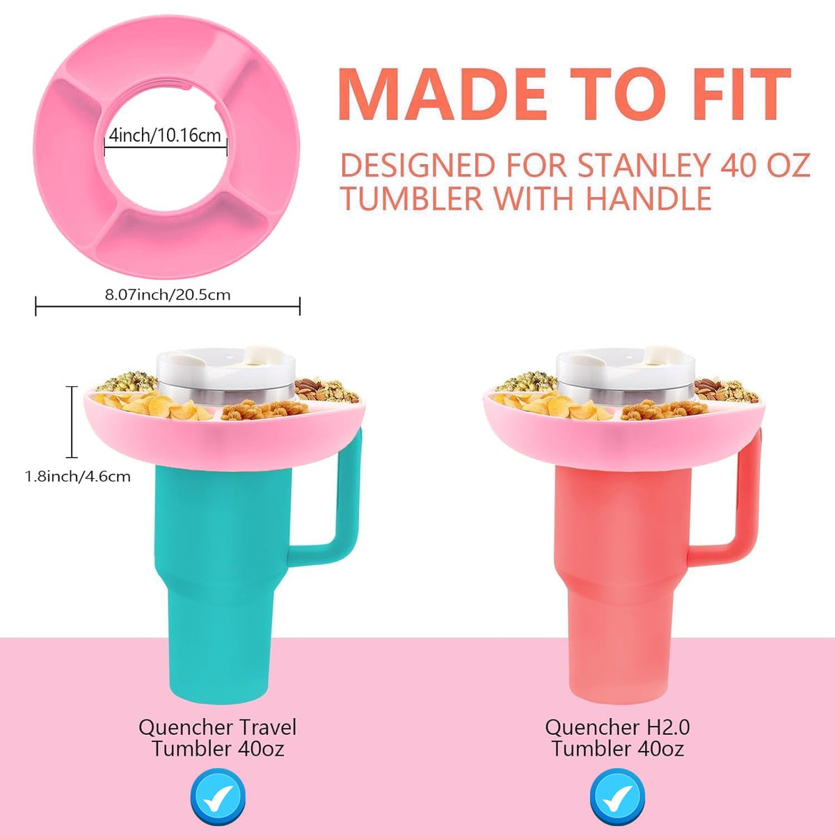 Reusable Silicon Tumbler Snack Tray For 30/40 oZ Cup