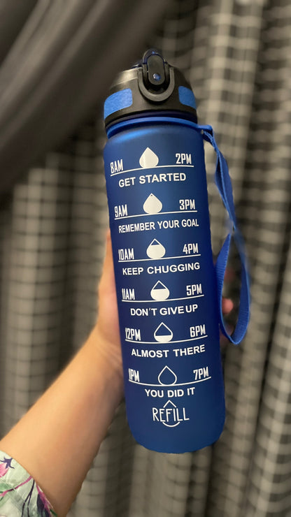 Motivational 1000ml Water Bottle - Blue