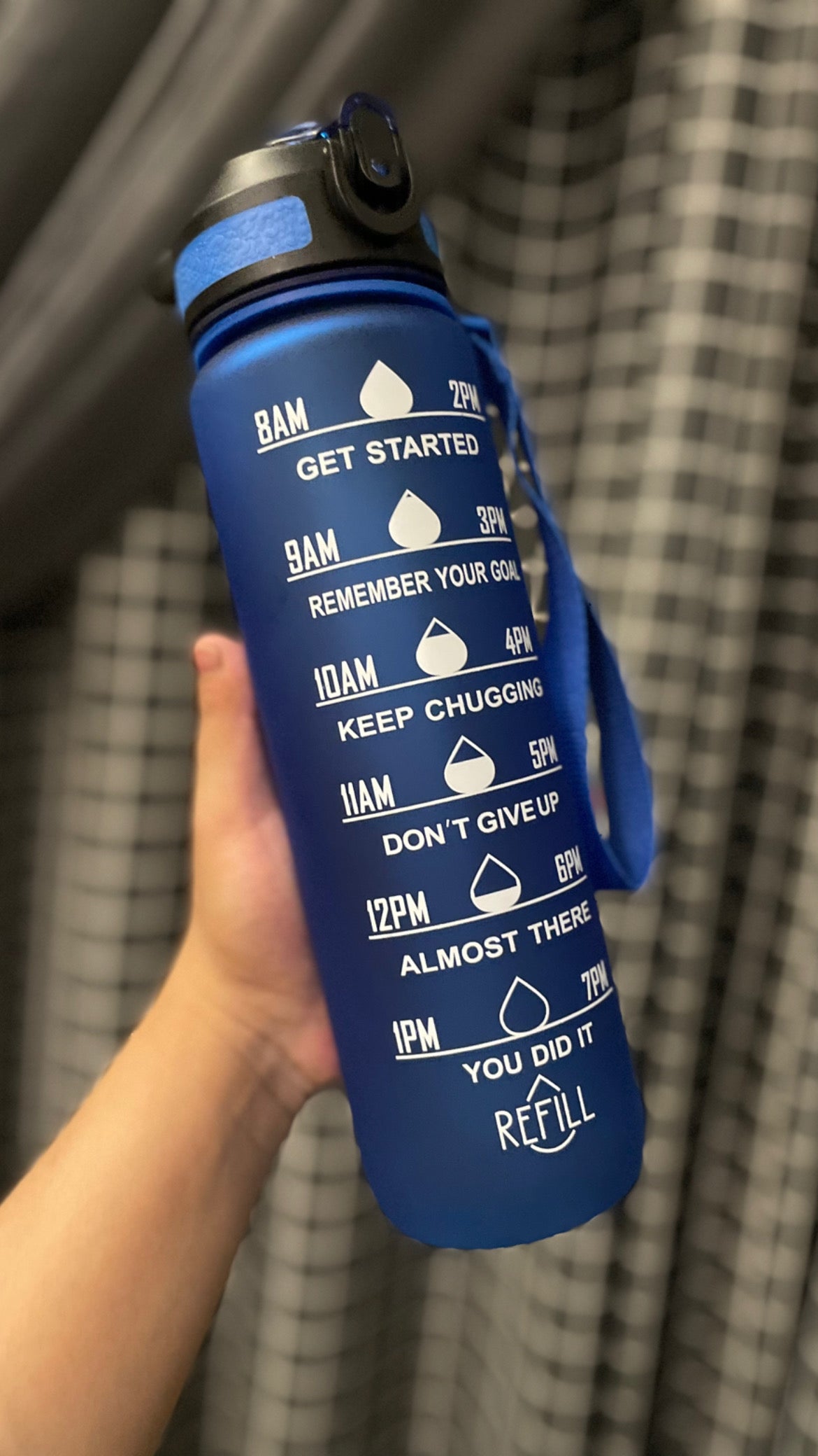 Motivational 1000ml Water Bottle - Blue
