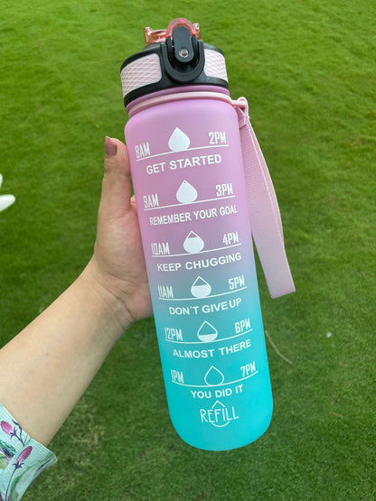 Motivational 1000ml Water Bottle - Pink