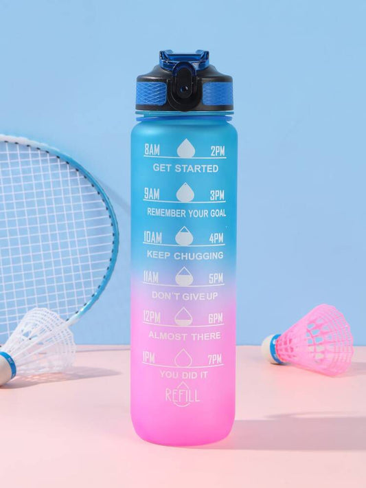 Motivational 1000ml Water Bottle - Blue Pink
