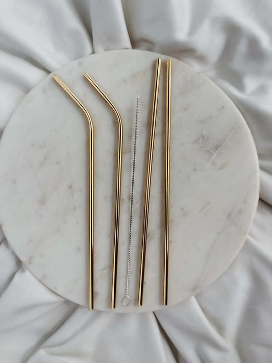 Metal Straws Pack of 4 - Gold
